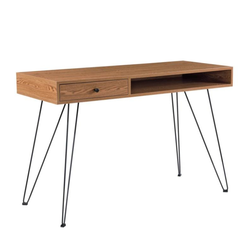 Ashwood study table with storage desk and hairpin legs