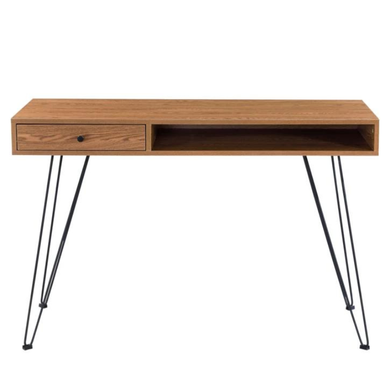 Ashwood study table with storage desk and hairpin legs