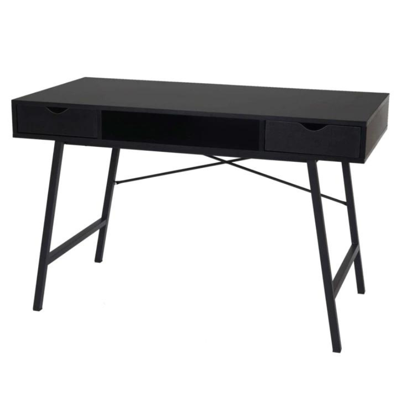 Black-deco study table with two storage boxes and laptop storage