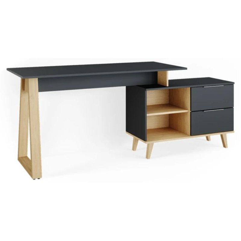 Extended Study Table with storage boxes
