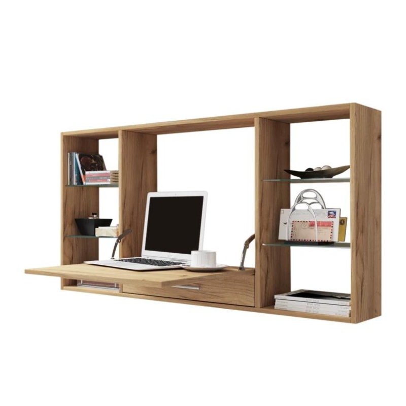 Wall-mounted foldable studytable with shelf space